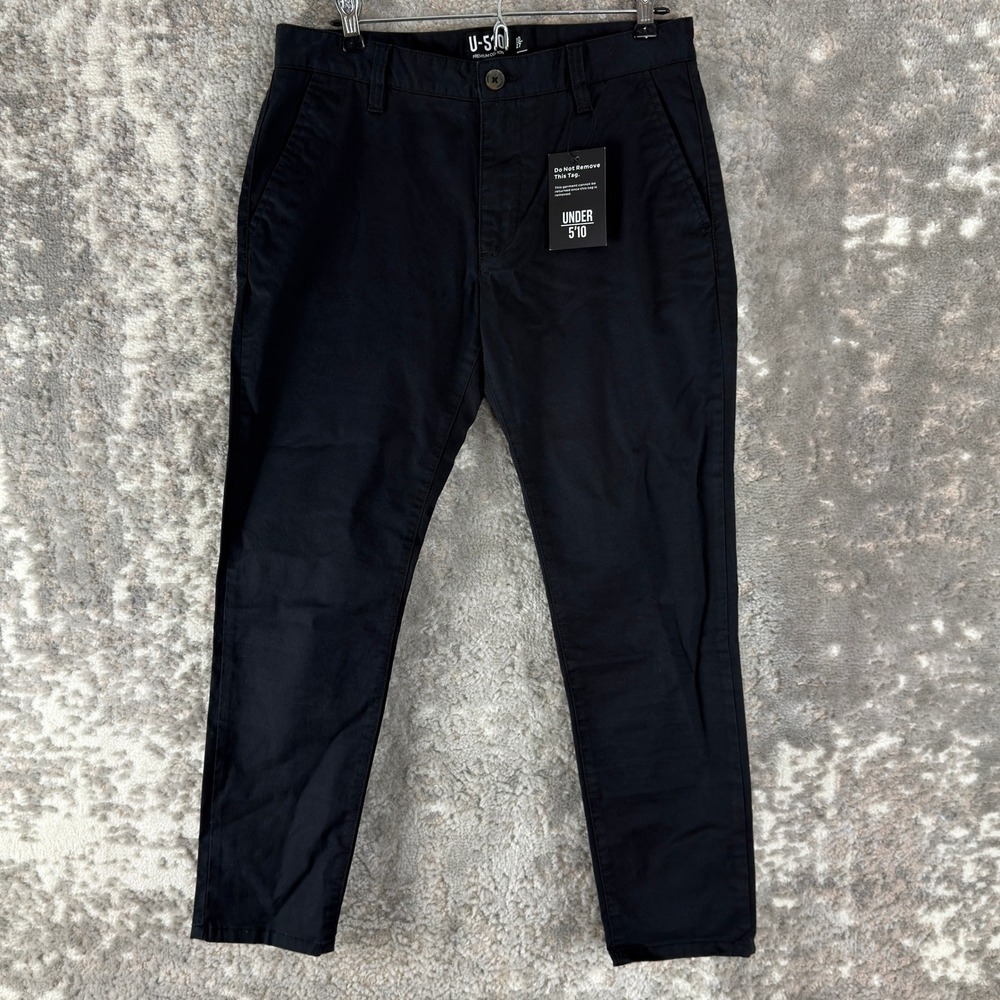 Under 5'10 Size 30/27 Premium Cotton Chino‎ Casual Slim Pants Black Mens
